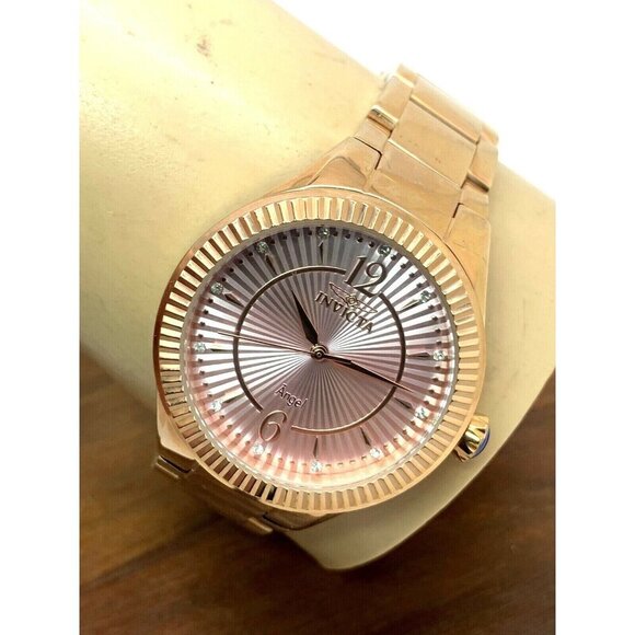 Invicta Womens Watch 28279 Angel Quartz Pink Dial Rose Gold Stainless St… - Picture 11 of 14